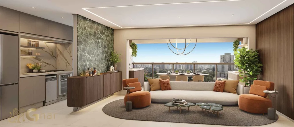 Apartamento decorado 80m² com living e 2 suítes no Blue Marine Home Resort Saúde