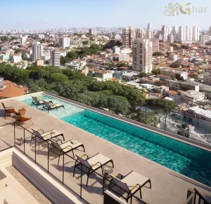 Piscina Skyview no Blue Park Jardim São Paulo com vista panorâmica