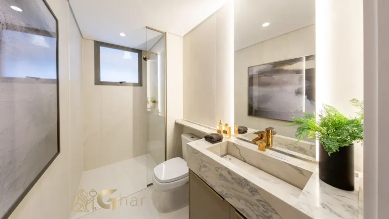 Banheiro do senhor suíte master Bosque Cerejeiras Jardim das Perdizes