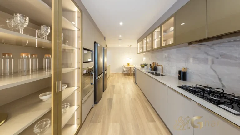 Apartamento decorado cozinha moderna Bosque Cerejeiras Jardim das Perdizes