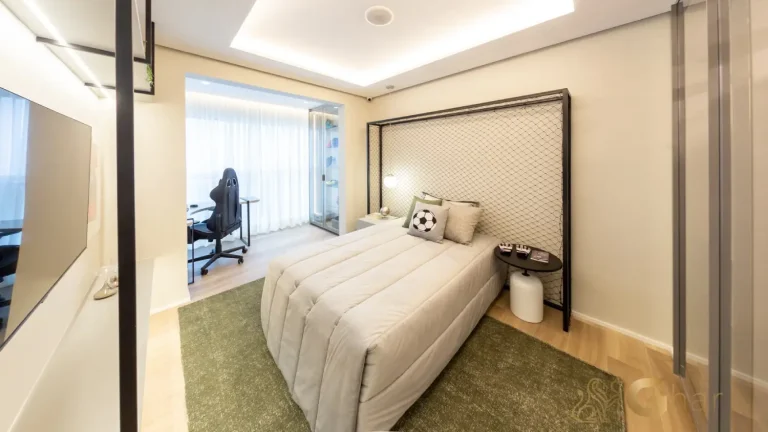 Quarto suíte 2 decorado Bosque Cerejeiras Jardim das Perdizes