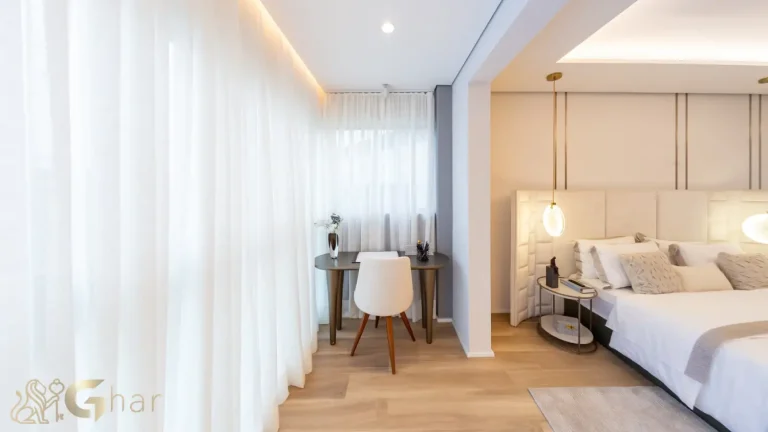 Suíte master apartamento decorado no Bosque Cerejeiras Jardim das Perdizes