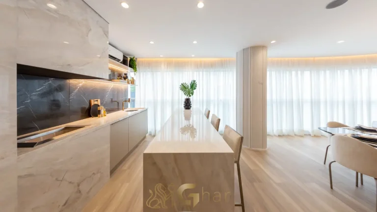 Terraço integrado à cozinha apartamento decorado Bosque Cerejeiras Jardim das Perdizes