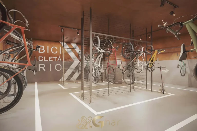 Bicicletário no Bosque Cerejeiras Jardim das Perdizes