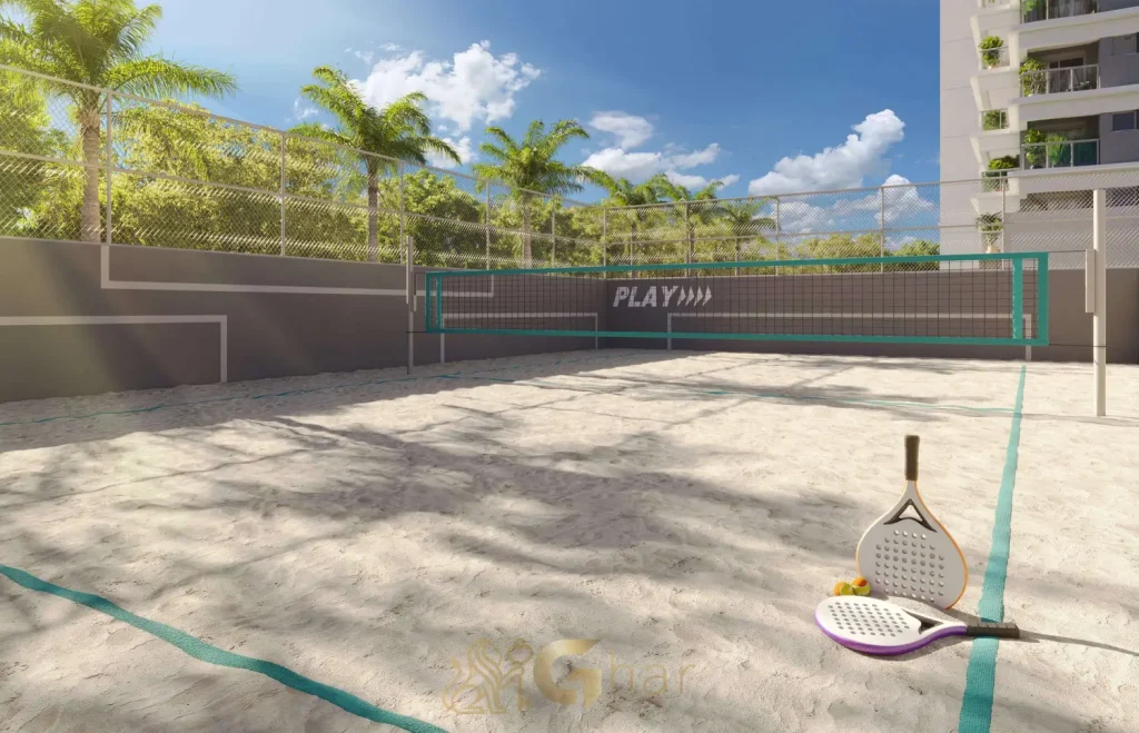 Quadra de beach tennis no Bosque Cerejeiras Jardim das Perdizes