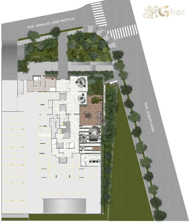Planta do 1º subsolo do Bosque Pitangueiras Jardim das Perdizes