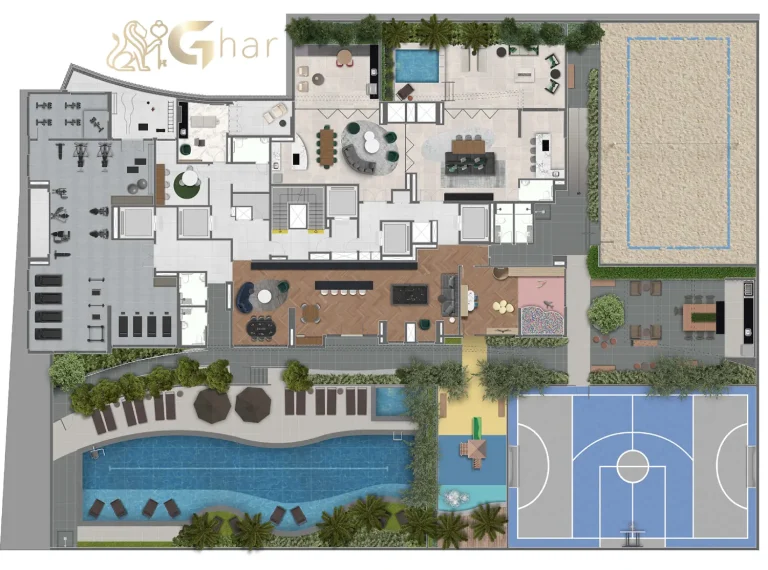 Planta de implantação das áreas de lazer do Bosque Pitangueiras Jardim das Perdizes