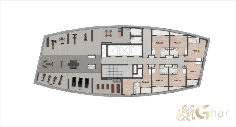 Planta 23º andar apartamentos e lazer Bracon Vista Augusta