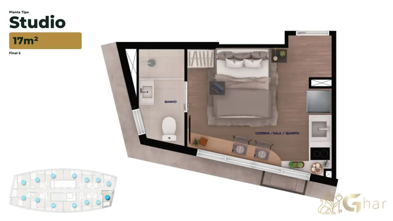 Planta apartamento studio 17m² Bracon Vista Augusta final 05