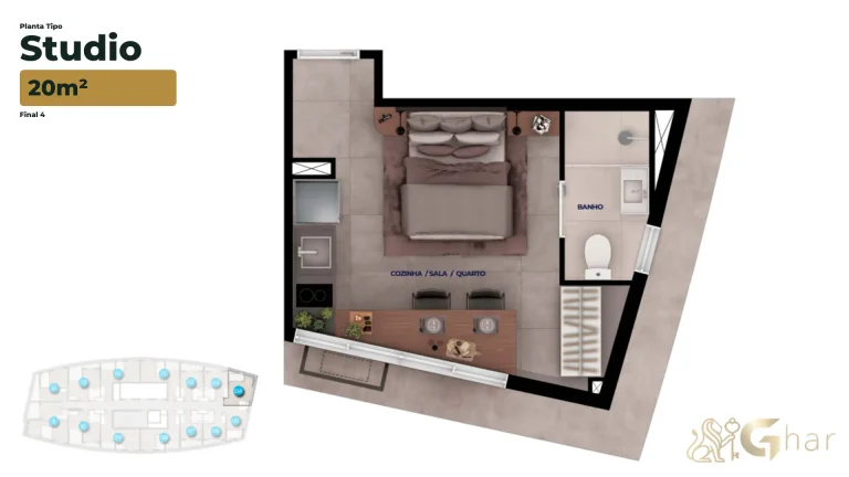 Planta apartamento studio 20m² Bracon Vista Augusta final 04