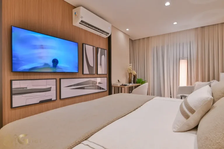 Quarto de casal decorado no Brisea Moema