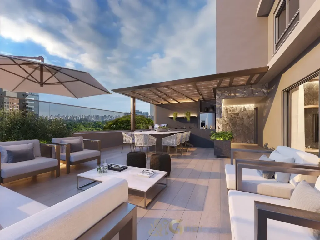 Terraço gourmet para festas no Brisea Moema