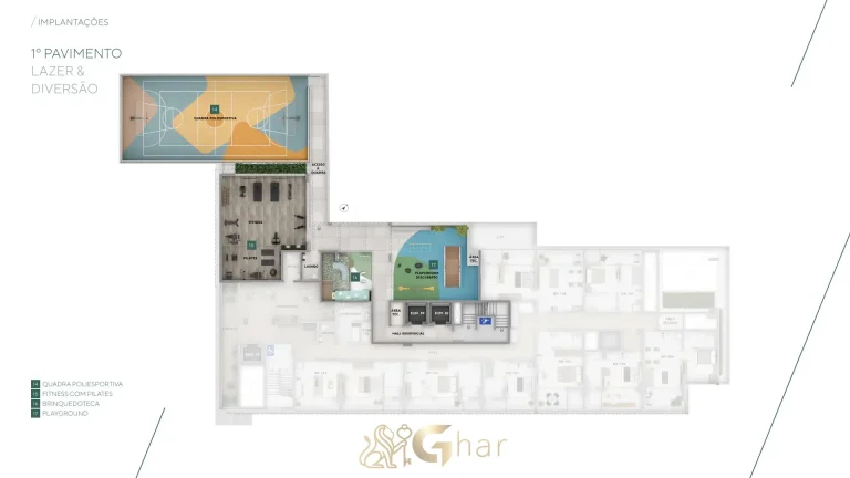 Planta 1º pavimento lazer e diversão Brisea Moema