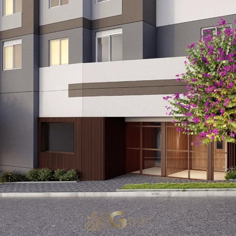 Fachada com portaria moderna no Brit Parada Inglesa