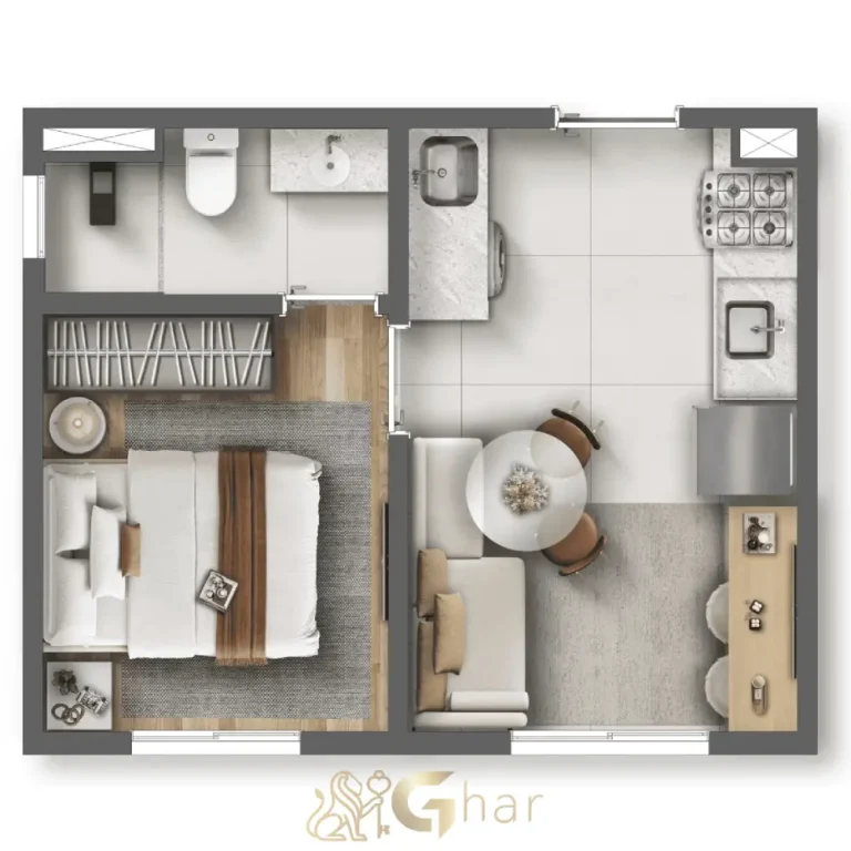 Planta apartamento compacto 1 dormitório Brit Parada Inglesa