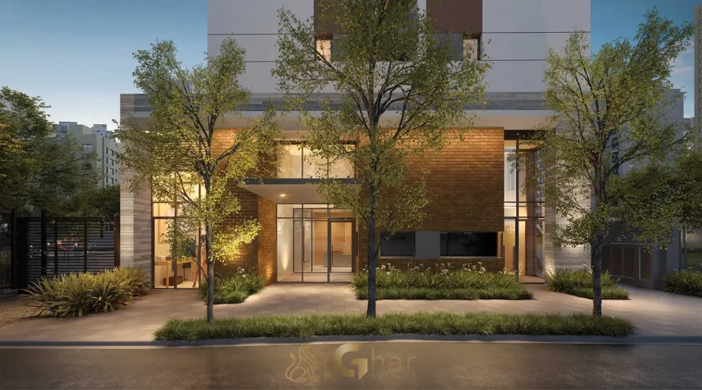 Fachada com portaria no Brooklin Studios by Lindenberg