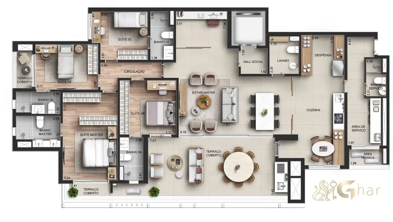 : Apartamento 210 m² 4 suítes – CAPITOLO by Piero Lissoni Chácara Klabin