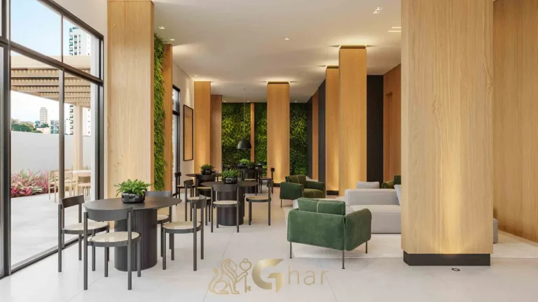 Salão de festas moderno do condomínio Design Julia Santana