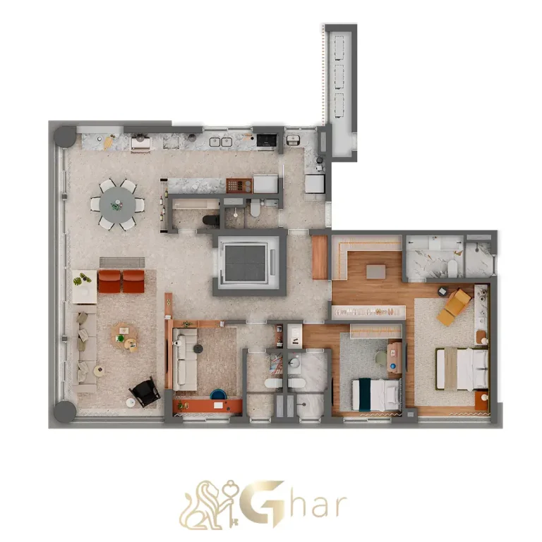 Planta apartamento 160 m² sala ampliada final 01 Emiie Moema