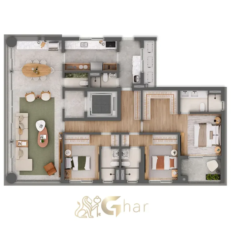 Planta apartamento 160 m² sala ampliada final 02 Emiie Moema