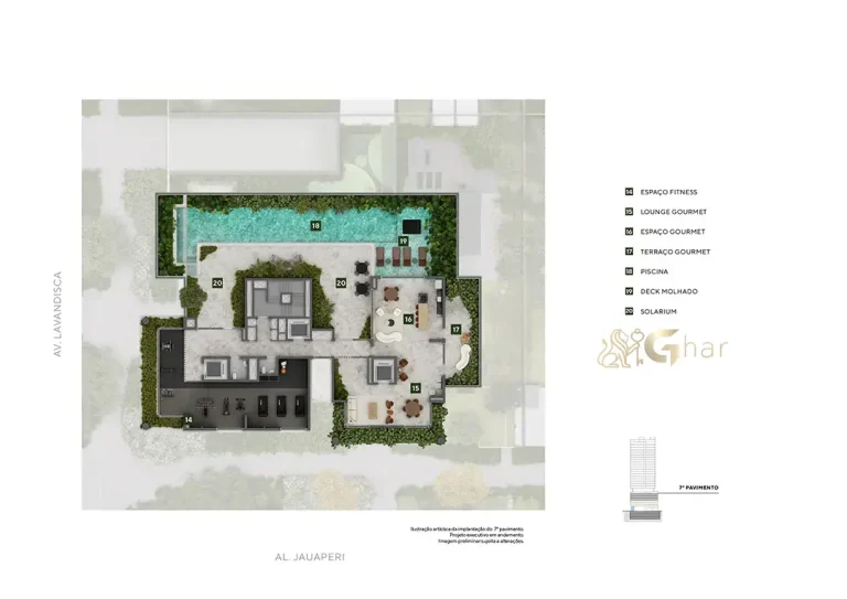 Planta lazer 7º pavimento Emiie Moema Residencial São Paulo