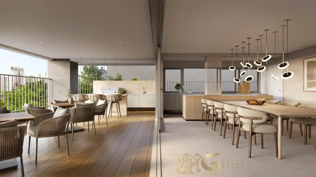 Espaço gourmet para eventos no Eucalys Moema Lírio