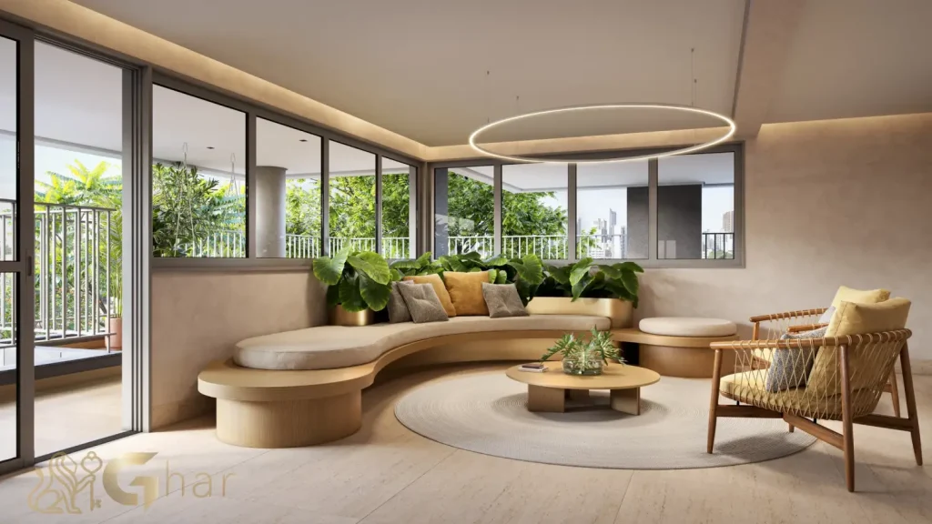 Lounge de convivência do Eucalys Moema Lírio