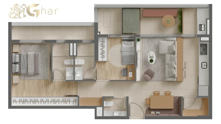 Planta de 90m² com 1 ou 2 suítes e terraço – Eucalys Moema Lírio