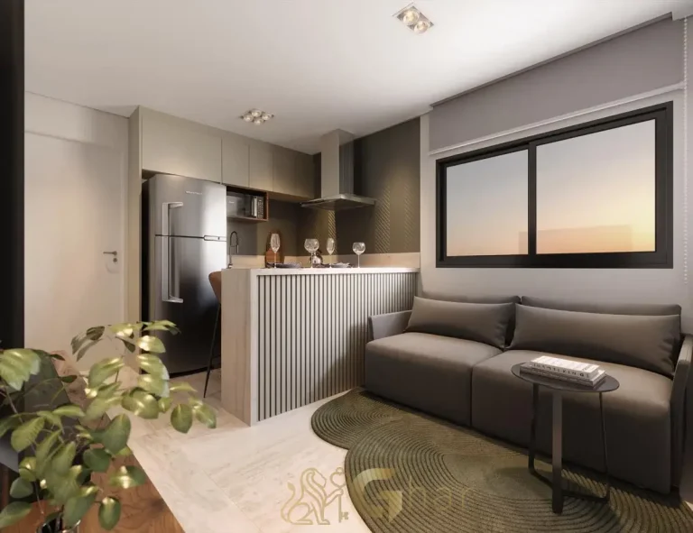 Living decorado de 31 m² no Full Jardim São Paulo