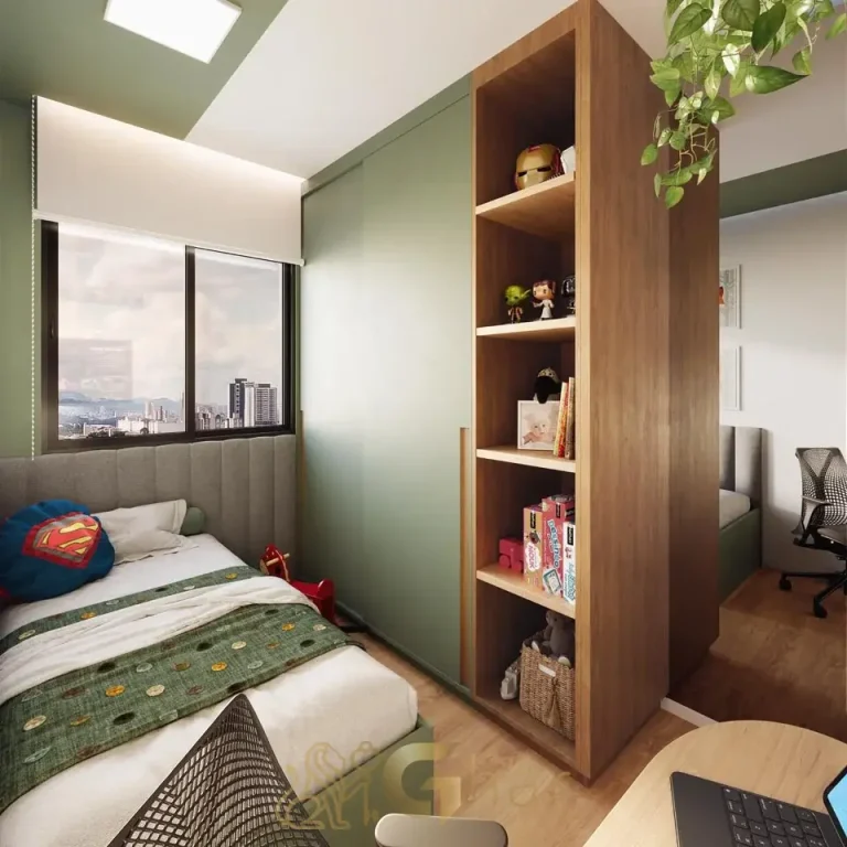 Quarto sofisticado no apartamento de 40 m² do Full Jardim São Paulo