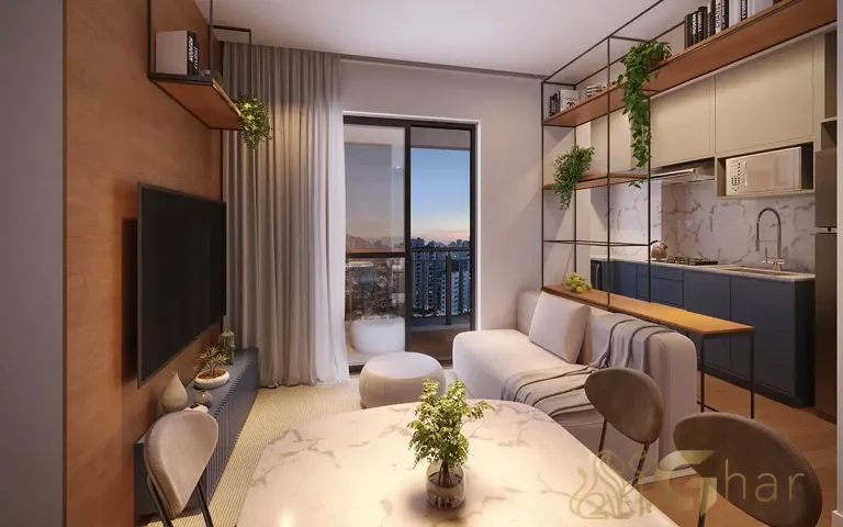 Sala decorada de 40 m² no Full Jardim São Paulo