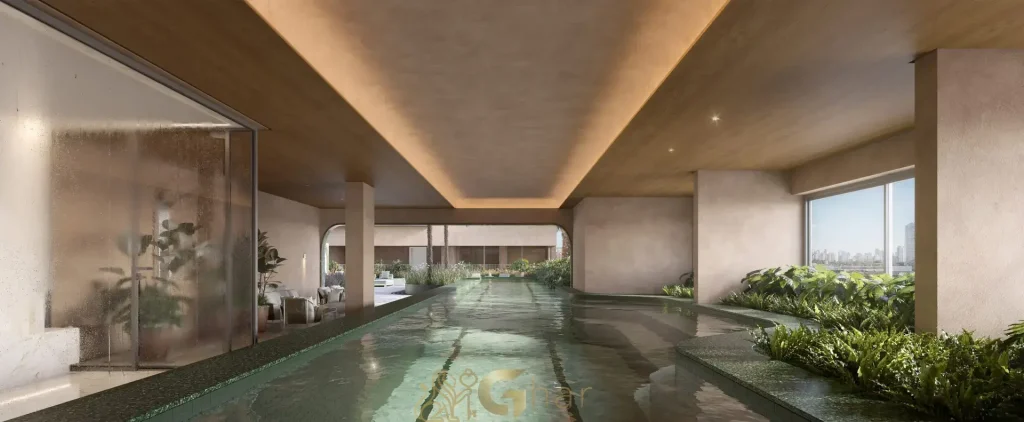 Piscina coberta aquecida do Haus Mitre Edition Moema em São Paulo