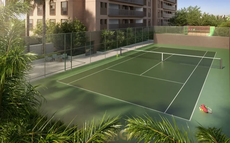 Quadra de tênis do condomínio Haus Mitre Edition Moema em São Paulo