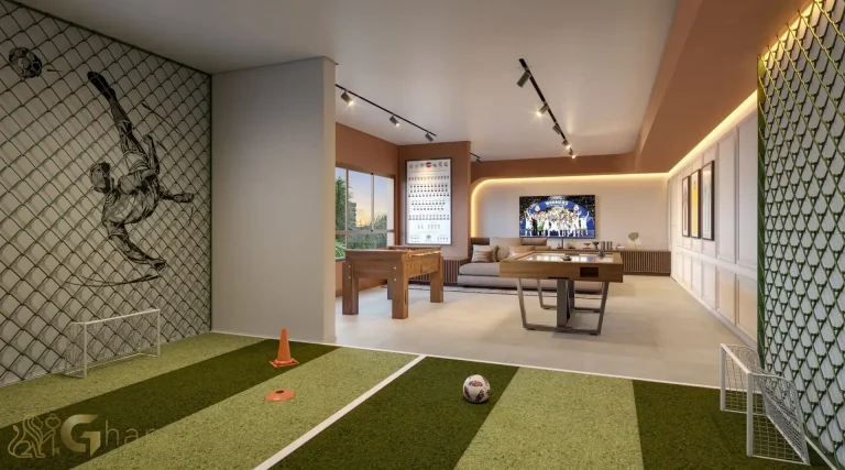 Salão de jogos do condomínio Haus Mitre Edition Moema em São Paulo