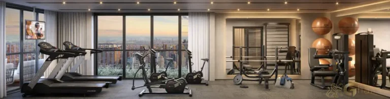 Academia fitness equipada no condomínio Häuser Home Design Moema em São Paulo