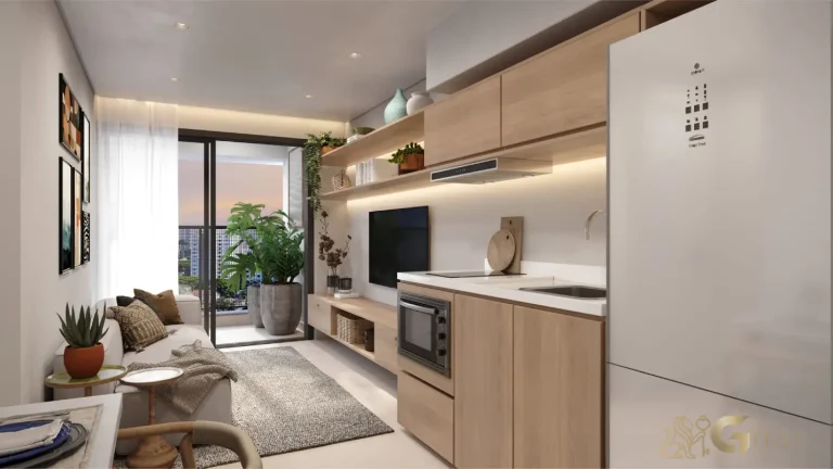 Apartamento decorado 1 dormitório Helbor Collage Bela Vista