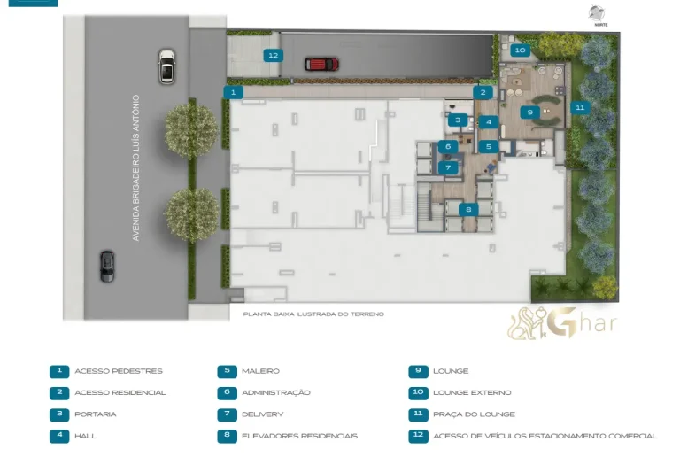 Planta térreo condomínio Helbor Collage Bela Vista SP