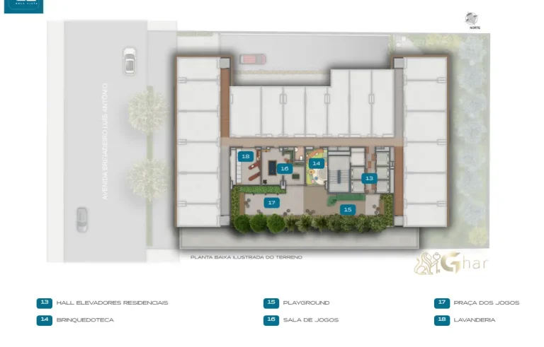 Planta térreo lazer Helbor Collage Bela Vista São Paulo