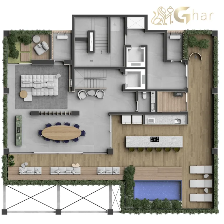 Planta cobertura duplex 3 suítes 409 m² piso superior no Helio 454 Vila Nova Conceição