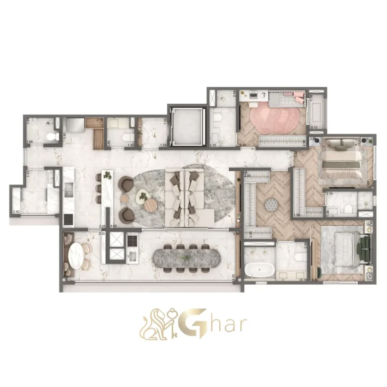 Planta apartamento 149m² 3 suítes Home Boutique By Living Campo Belo São Paulo