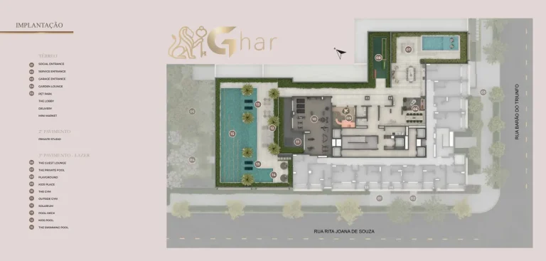 Planta implantação lazer condomínio Home Boutique By Living Campo Belo São Paulo
