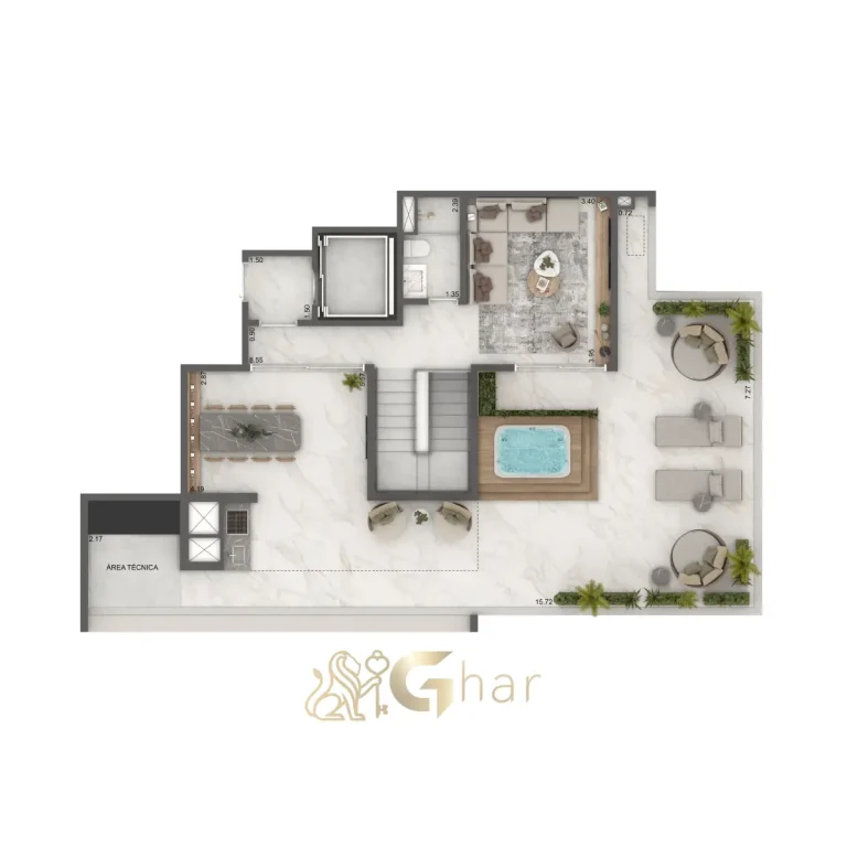 Planta duplex 265m² 3 suítes pavimento superior Home Boutique By Living Campo Belo São Paulo