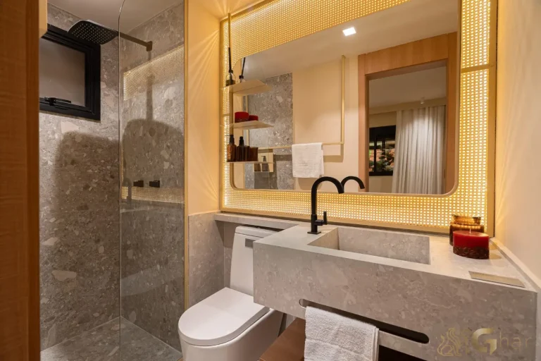 Banheiro decorado Joá Pinheiros apartamento moderno