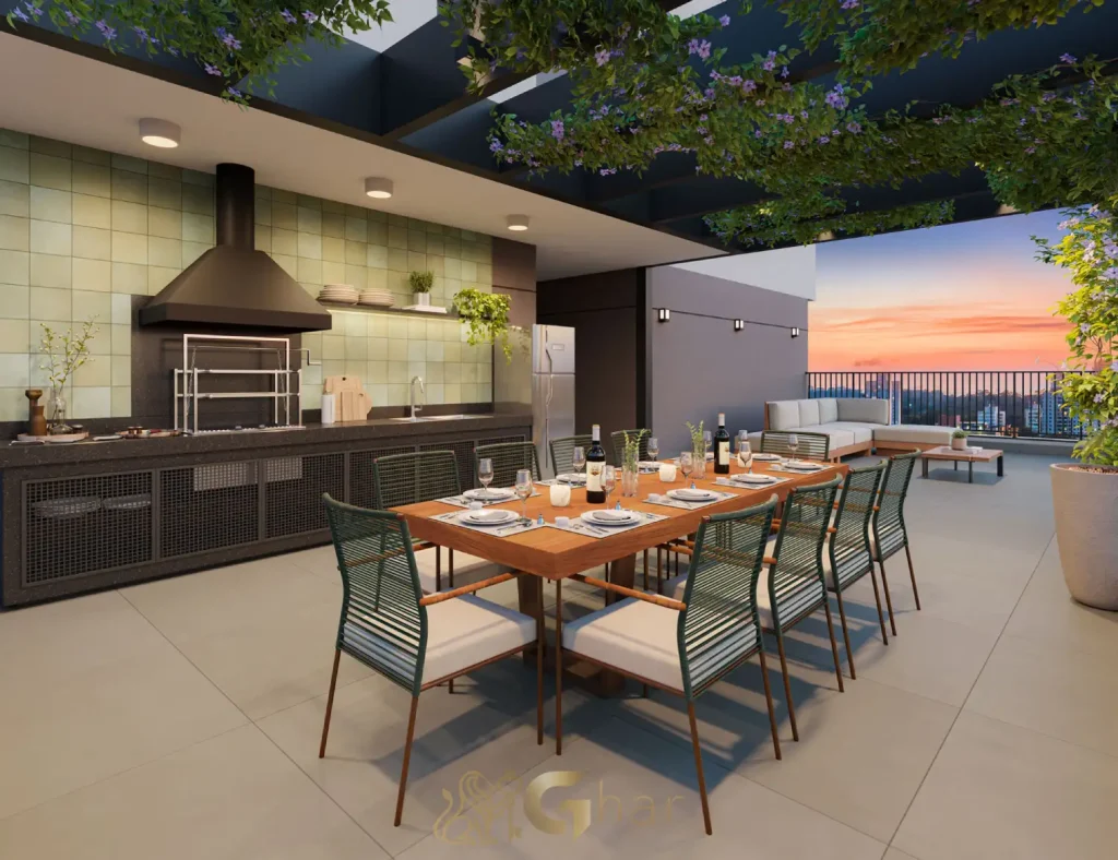 Churrasqueira gourmet Joá Pinheiros área de lazer