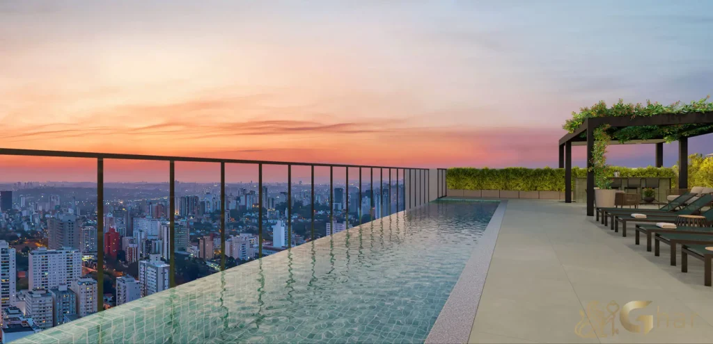 Piscina rooftop com vista panorâmica Joá Pinheiros