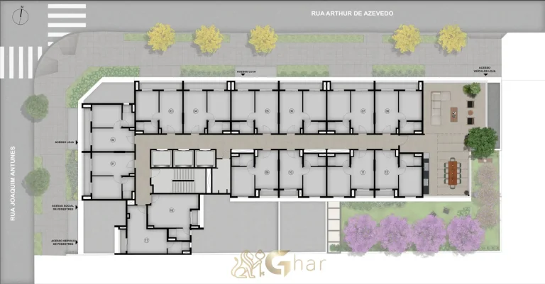 Planta 10º pavimento apartamentos condomínio Joá Pinheiros