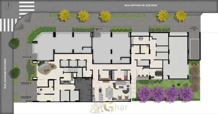 Planta térreo do condomínio Joá Pinheiros áreas de lazer