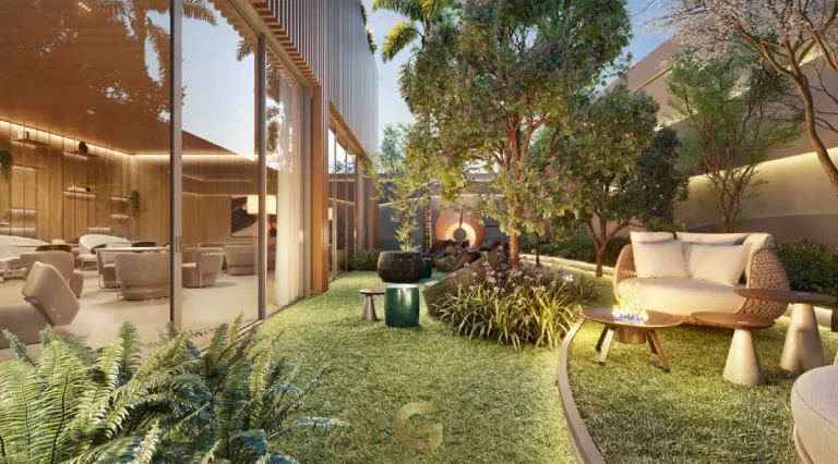 Espaço lounge elegante no condomínio Kalea Jardins