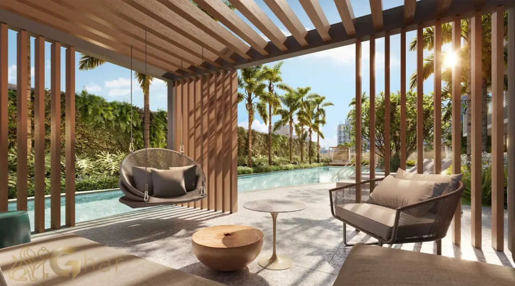 Piscina moderna no condomínio Kalea Jardins em São Paulo