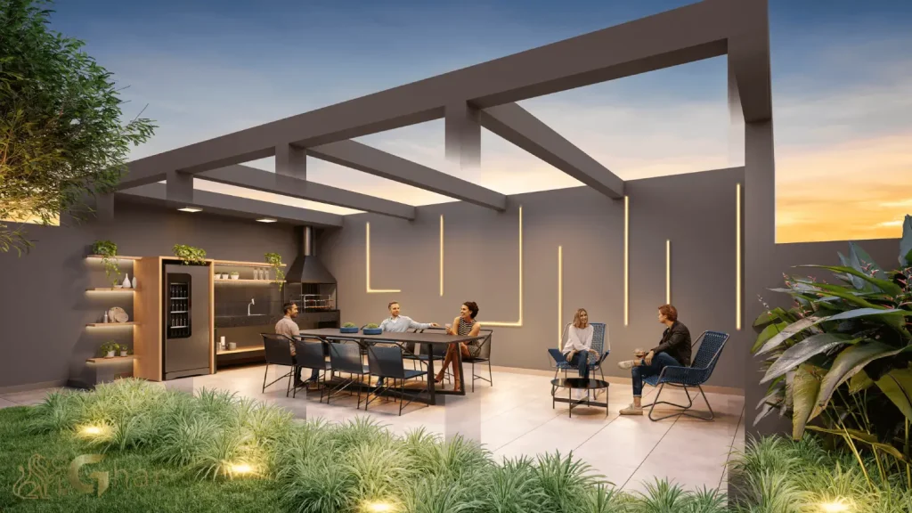 Churrasqueira no térreo do Living Full Berrini em São Paulo